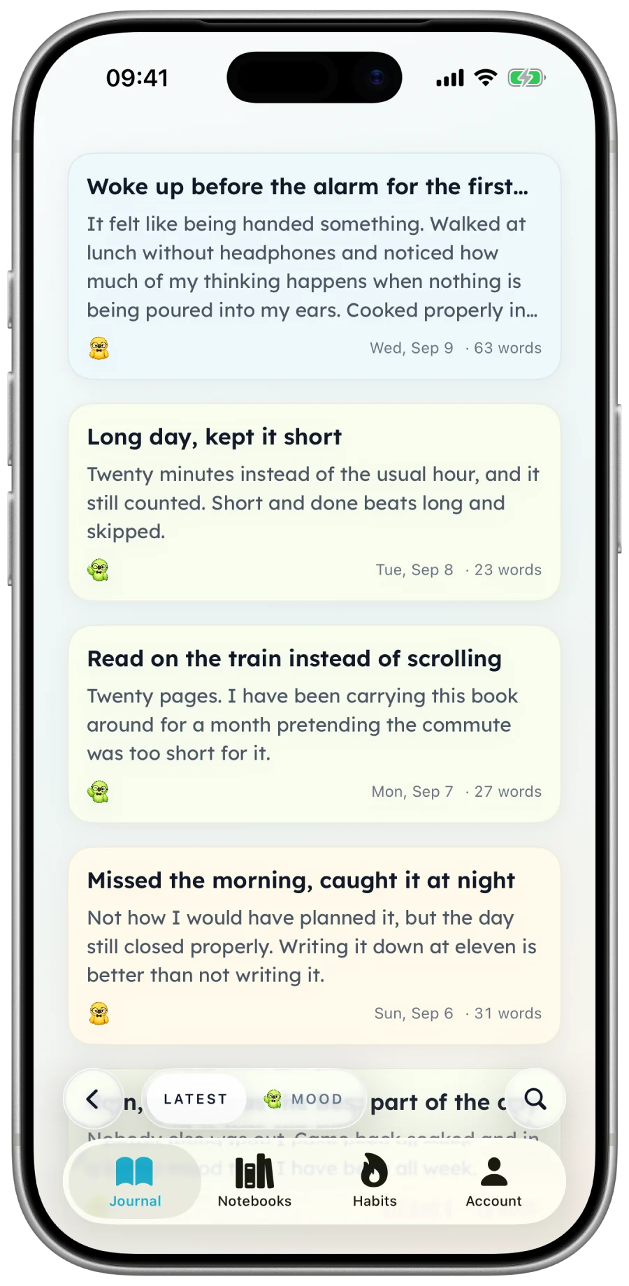 Daily log timeline in Three Cells